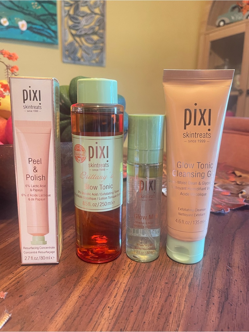 Pixi Skintreats Peel & Glow Tonic Cleansing Gel Set in Mint Green and Peach